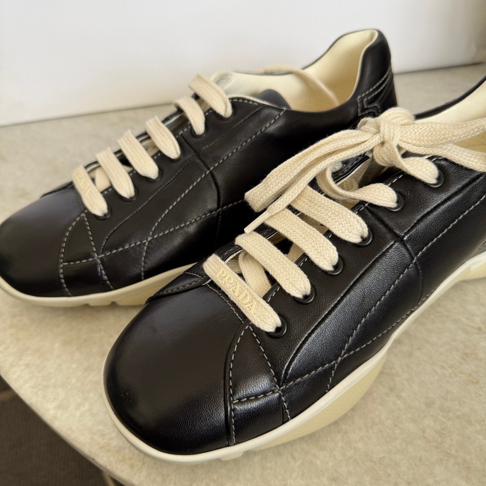 Prada re-edition Men's Black Nappa Leather Sneakers Shoes 2EE429, Size UK 8 - Picture 13 of 16
